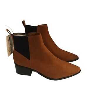 A New Day Gwen Womens Cognac Brown Faux Suede Ankle Boots Comfort Heel Size 8